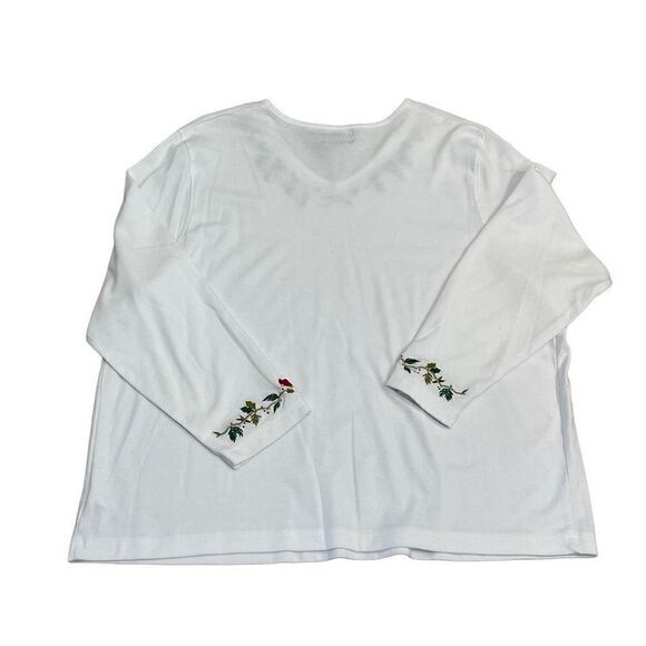 Vintage Cardinal Long Sleeve Top Womens Studio Joy Embroidered Holiday Shirt 1X - Picture 2 of 5